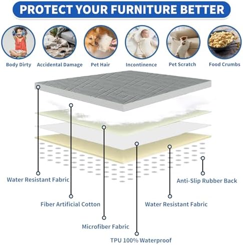 2026 Waterproof Dog Bed Blanket (82"x102") Comfy Couch Sofa Mat for Dog Pets with Anti-Slip Back, Universal Incontinence Lightweight Liner Pad for Furniture Car Picnic etc Durable Washable, Light Grey