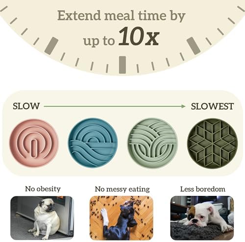 OHMO Slow Feeder Dog Bowl, 5.9" Lick Mat for Dogs, Diamond, Light Blue