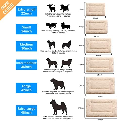 Dog Crate Pad Washable Dog Bed for Crate Medium Cozy Mat 30-Inch Cream