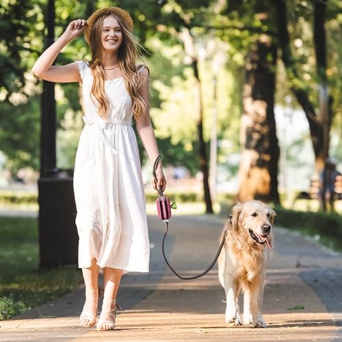 Dog Poop Bag Holder for Leashes and Treat Holder with 2 Waterproof Pouches
