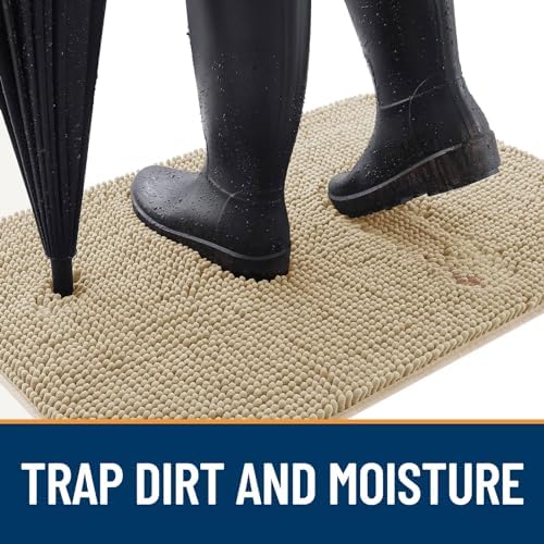 OLANLY Dog Door Mat for Muddy Paws 44x24, Super Absorbent Chenille Mud Mat