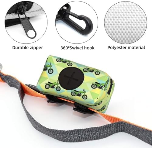 Pet Waste Bag Dispenser Motorcycle Motorbike Motor Bicycle Dirt Bike Mint Gree, Dog Poop Bag Holder with Carabiner Clip