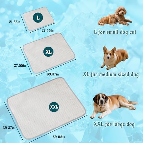 Cooling Mat for Dogs, No-Gel Ice Silk Pet Pad(Blue,XL)