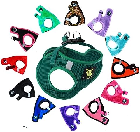 EcoBark Teacup Dog Harness, No Choke Mesh Vest, XXXS, Forest Green