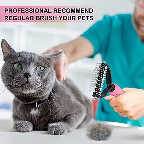 Undercoat Rake for Dogs, whoobell 2 Side Undercoat Brush for Deshedding and Dematting for Dog Cat Rabbit, Professional Pet Grooming HairTools, Removes Loose Undercoat and Nasty Shedding