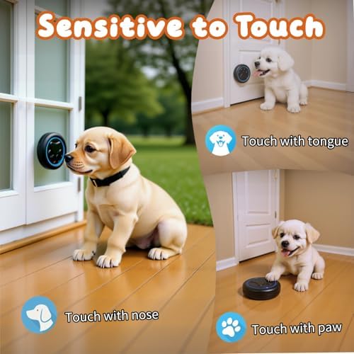 DFQ Wireless Pet Doorbell for Potty Training to Go Outside, Waterproof Pet Bell with 2 Touch Buttons and 1 Receiver, 1000 Feet Range, 60 Melodies & Adjustable Volume, Black