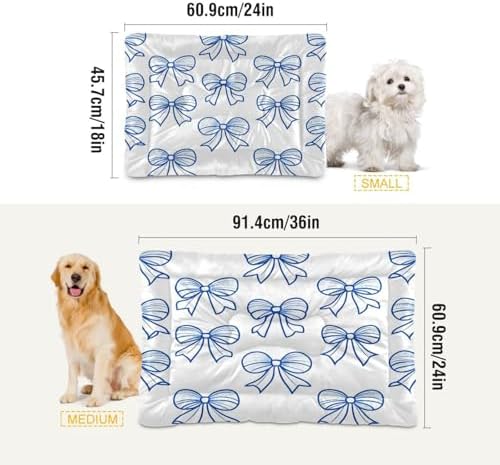 Bow Tie Anti-Slip Washable Dog Crate Mat - Soft Pet Pad Kennel Bed for Small Dogs and Cats
