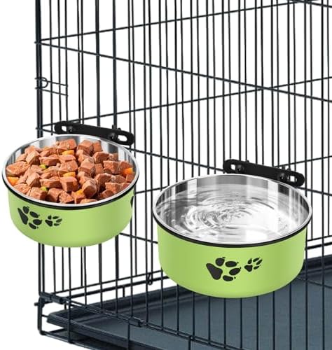 Dog Crate Bowls, Stainless Steel Dog Kennel Bowls for Crates, 34oz &25oz