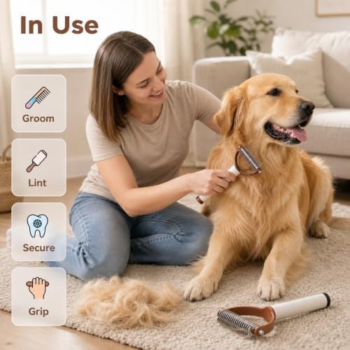 Double Sided Deshedding Dog Brush Undercoat Rake