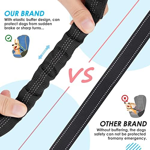 SlowTon Double Dog Seat Belt for Car with Elastic Bungee Buffer, Adjustable