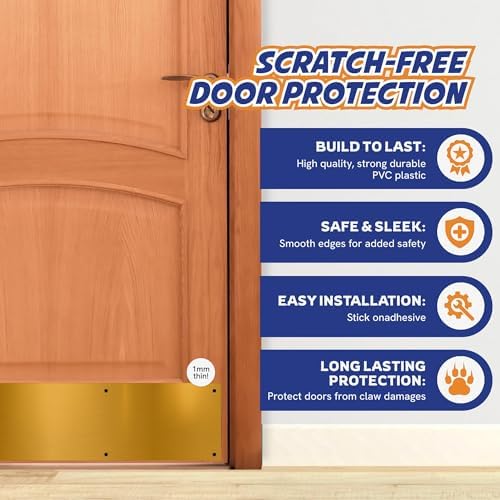 Panther Armor 8x30 in Gold Door Kick Plate, Dog Scratch Door Protector