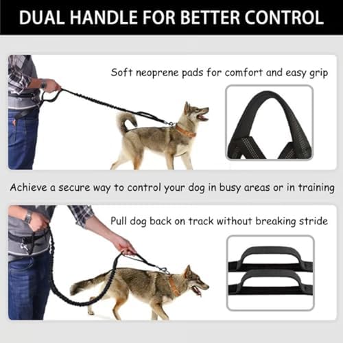 Upliftjoys Dog Leash, Upliftjoys Hands Free Dog Leash with Zipper Pouch, Retractable Waist Leashes with Double Padded Handles for Dogs Walking Jogging Running (Blue,Double Rope)