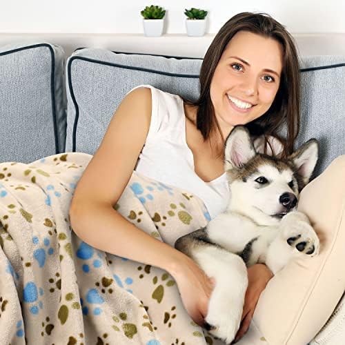 Rezutan Premium Flannel Blankets for Large Dogs & Cats, Beige 80" x 60"