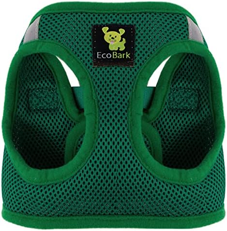 EcoBark Luxury Step in Mesh Dog Harness for Small Dogs, Forest Green