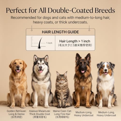 2-Sided Undercoat Rake for Dogs and Cats, Wooden Handle