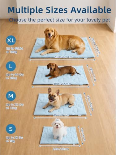 Huafly Dog Cooling Mat,Dual-Sided Cooling Mat for Dogs–Cooling Fabric for Summer,Velvet for All Seasons–Portable for Crate,Car Seat,Sofa&Floor,Machine Washable,Keeps Cats,Dogs&Puppies Cool,Cloud Blue