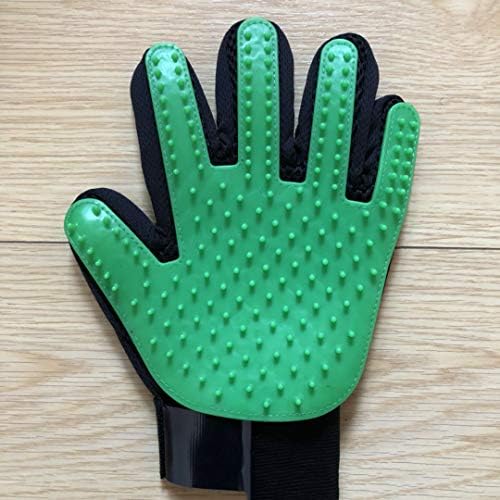 Magik 1-2 Pair Pet Dog Cat De-Shedding Brush Grooming Glove Massage Hair Fur Removal Detangle (1 Pair, Green)