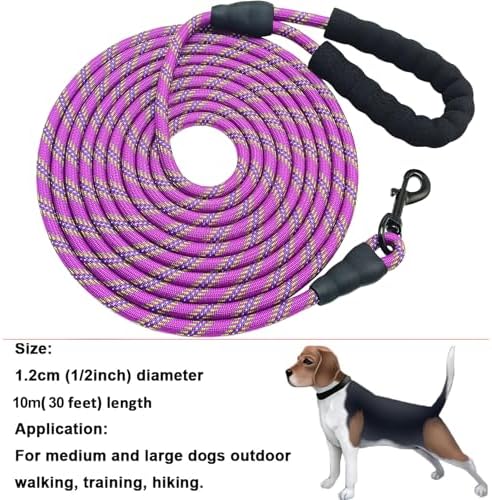 MayPaw 30ft Long Rope Dog Leash for Large Medium Dogs Soft Handle Dog Lead