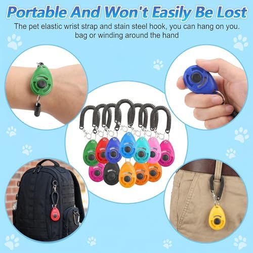 30 Pcs Dog Training Clicker with Wrist Strap, Pet Behavioral Training Clickers for Puppy Dogs Cats Birds Horses, Multicolor