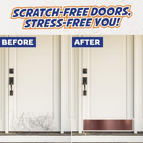 Panther Armor 8x34 in Bronze Door Kick Plate, Dog Scratch Door Protector