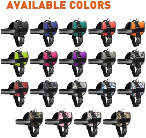 Dogline Dog Harness, Reflective No-Pull Adjustable Vest with Handle for Walking, Training, Breathable, No - Choke Harness for Small, Medium or Large Dogs Room for Patches Girth 18 to 24 in Black