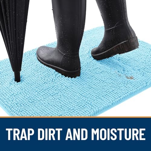 OLANLY Dog Door Mat for Muddy Paws 30x20, Super Absorbent Chenille Mud Mat