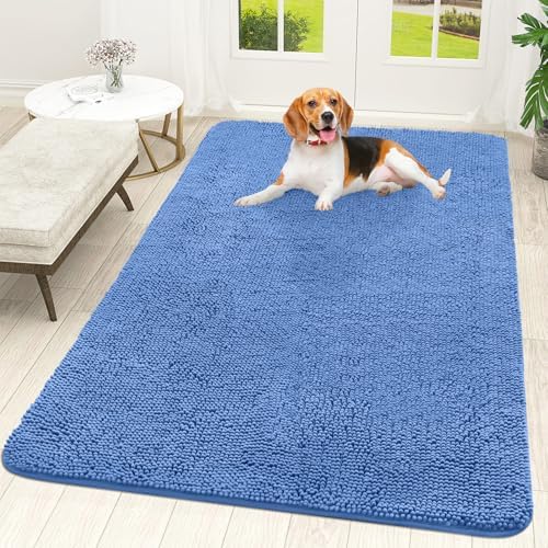 OLANLY Dog Door Mat for Muddy Paws 59x35, Super Absorbent Chenille Mud Mat