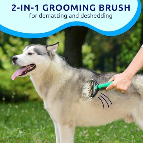 Pat Your Pet Deshedding Brush & Metal Comb Grooming Combo for Cats & Dogs