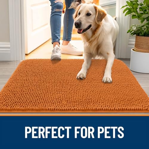 OLANLY Dog Door Mat for Muddy Paws 59x20, Super Absorbent Chenille Mud Mat