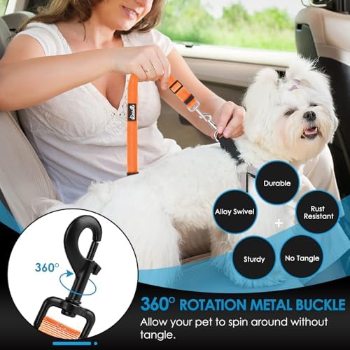 Lukovee Dog Seat Belt, 2 Pack, 3-in-1 Headrest & Seatbelt Clip & Latch