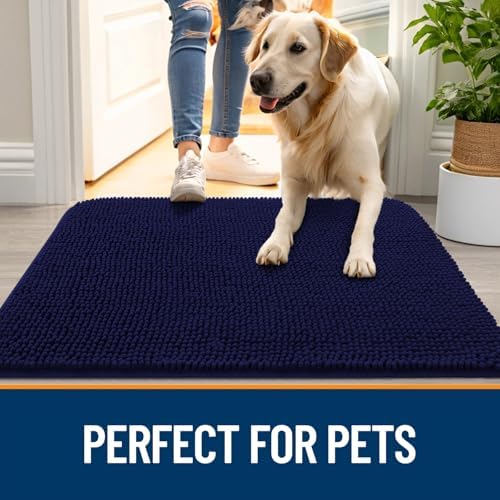 OLANLY Dog Door Mat for Muddy Paws 59x24, Super Absorbent Chenille Mud Mat
