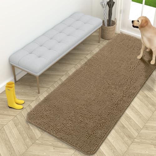 OLANLY Dog Door Mat for Muddy Paws 59x24, Super Absorbent Chenille Mud Mat