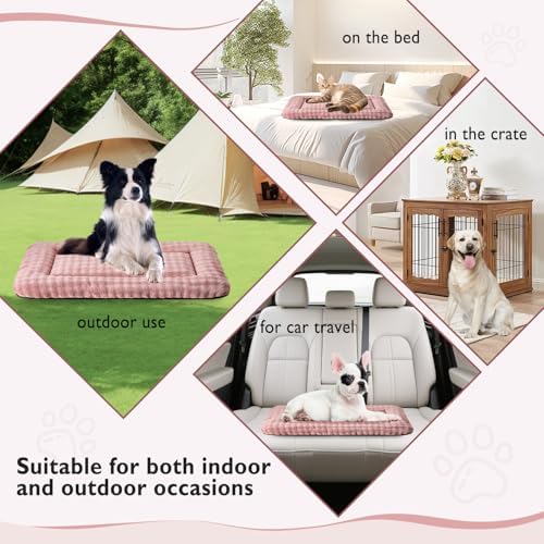 Dog Bed Mat Crate Pad for Large Dogs, Dusty Pink, 42"x 28"