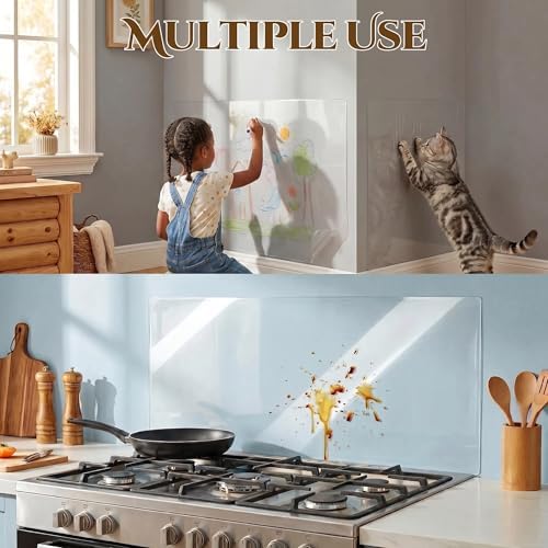 Clear Wall Protector for Kitchen 17.7in x 6.56ft Plastic Sticker Furniture