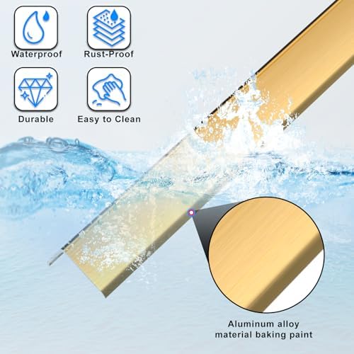 Golden Wall Corner Protector, 4Pcs, Length 35.4in, Width 0.79in - Self Adhesive Metal Corner Protector for Aluminum Trim molding, Cabinet Edge Guard, Easy to Install