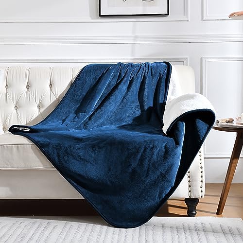 Soft Waterproof Blanket for Bed Couch Sofa, Navy Blue, 50x60 inches