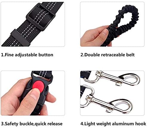 Retractable Hands Free Dog Leash for Running Walking Training Hiking,Bungee Waist Leash Adjustable Waist Belt Reflective Stitching Leash Shock Absorbing for Puppy, Small & Medium Dogs
