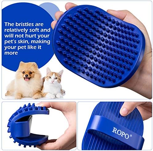 Dog bath brush, ROPO rubber massage pet shampoo brush, used for pet grooming, removing shedding fur, combing tangles and dead fur, suitable for pet dogs and cats (green)