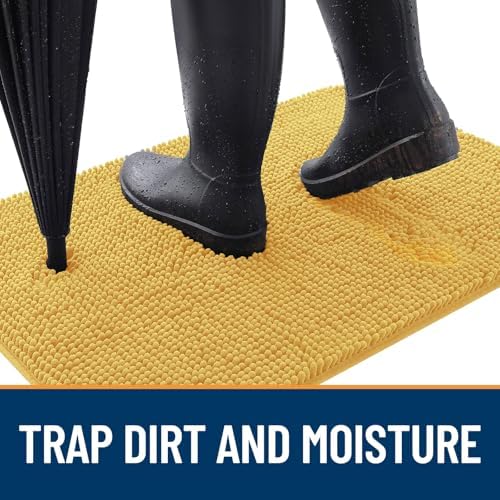 OLANLY Dog Door Mat for Muddy Paws 47x17, Super Absorbent Chenille Mud Mat