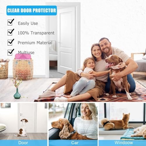 FTSTC Door Protector from Dog Scratching, [Thicken Vinyl] Heavy Duty Claw Guard Door Protector, Flexible Couch Corner Door Claw Shield for Cat, Anti-Scratch Guard for Furnitures(130in X 8.3in)