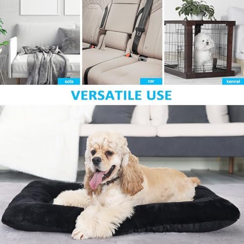 36x23 Dog Crate Bed for Medium Large Dogs Washable,Dog Bed for Crate 36 Inch Fits Dogs Breeds Up to 50 Lbs,Ultra Soft Pet Mattress Pad for Cozy Sleeping Mat with Anti-Slip Bottom,Black