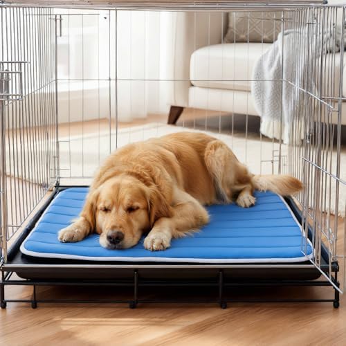 Dog Cooling Mat, Cold Memory Sponge Cooling Mat for Dog, Foldable Crate Pet Bed & Non-Slip, (Q-Max > 0.45) Long-Lasting Cool & Keep Your Pet Cool (X-Large - 43.3x31.5 Inch)