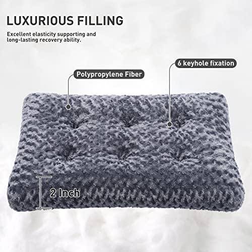 KSIIA Washable Dog Bed Small Dog Crate Bed Plush Pet Mat 17"x12" Dark Gray