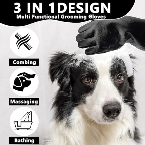 Pet Grooming Gloves—Dog Washing Gloves with High-Density Teeth