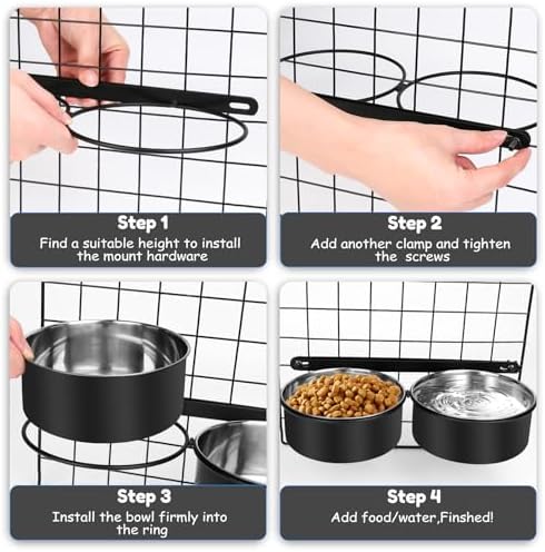 2 Packs Dog Crate Water Bowl No Spill,Dog Crate Bowls Hanging,Kennel Mountable Food Water Bowls for Crate Cage,Stainless Steel Feeder Coop Cup for Dogs Cats Pet Puppy Guinea Pigs Rabbits