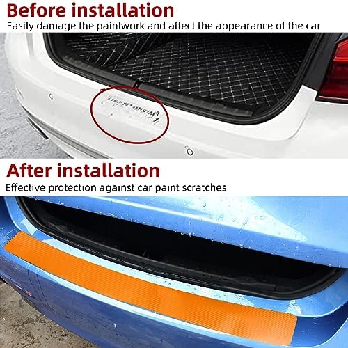 Ziciner Car Rear Bumper Protector Guard, Anti-Scratch Carbon Fiber Trunk Door Sill Protection Strip Sticker, Universal Vehicle Trim Cover Accessories for Car, Truck, SUV, Van (41×3.75 in, Orange)