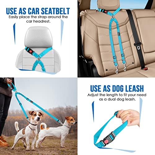 Lukovee Double Dog Car Seat Belt, No Tangle Headrest Restraint