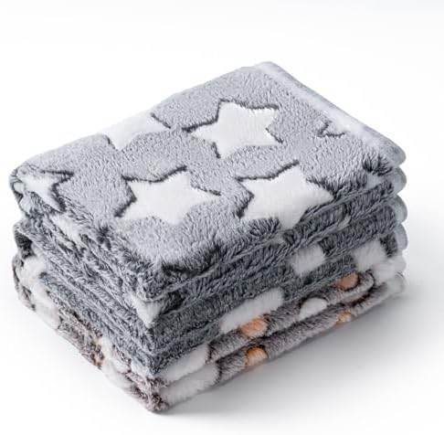 1 Pack 3 Blankets for Dog Puppy Cat (Large 41x31'', Star, Bone, Love)
