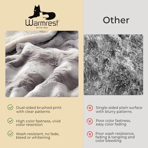 Waterproof Dog Blanket for Large Dogs, Dual-Sided Comfort Pet Calming Blanket for Couches, Cozy Cat Blanket Fleece Washable, Reversible Throw Blanket for Furniture Protection, 50"x60", Grey