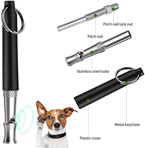 Dog Whistle to Stop Barking, Adjustable Pitch Ultrasonic Training Tool Silent Bark Control for Dogs-2 Free Lanyard Strap with Pack of 2 PCS Pet Whistle